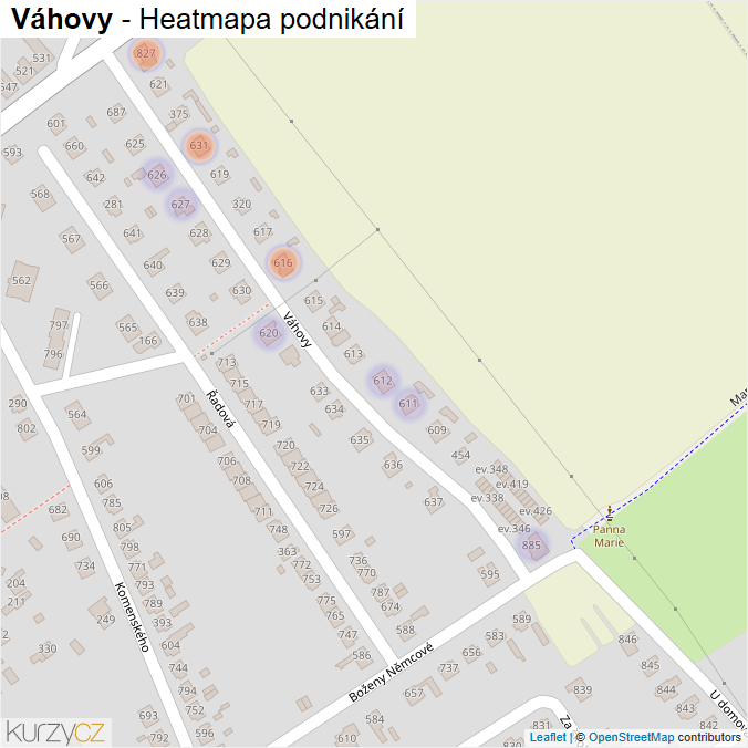 Mapa Váhovy - Firmy v ulici.