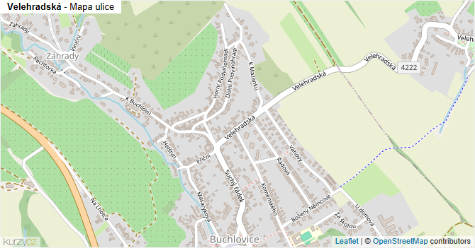 Velehradská - mapa ulice