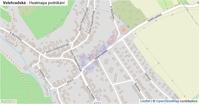 Velehradská - mapa podnikání
