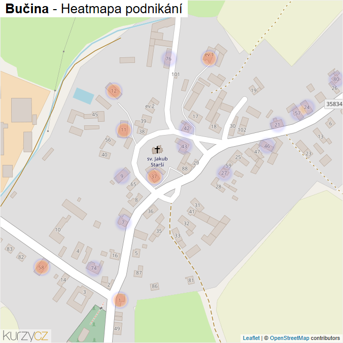 Mapa Bučina - Firmy v části obce.