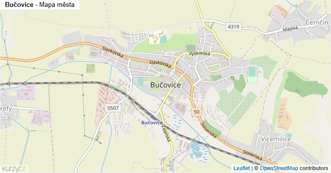 Bučovice - mapa města