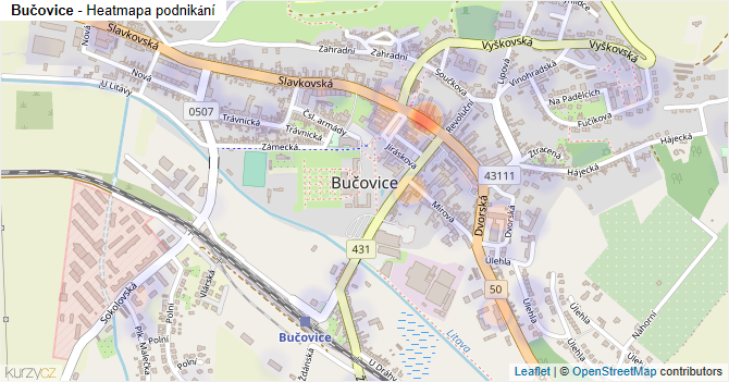 Bučovice - mapa podnikání