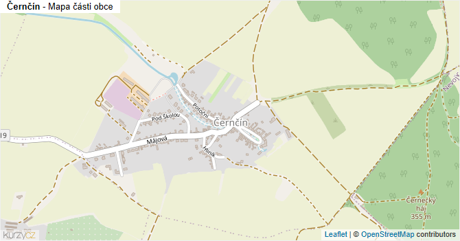 Černčín - mapa části obce