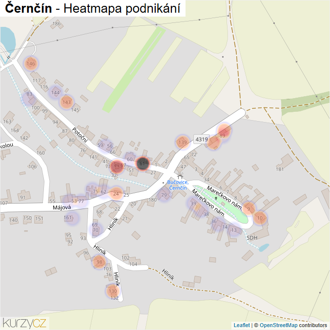 Mapa Černčín - Firmy v části obce.