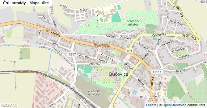 Čsl. armády - mapa ulice