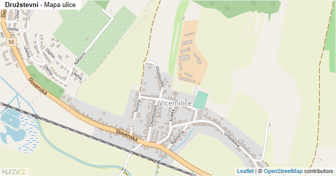 Družstevní - mapa ulice
