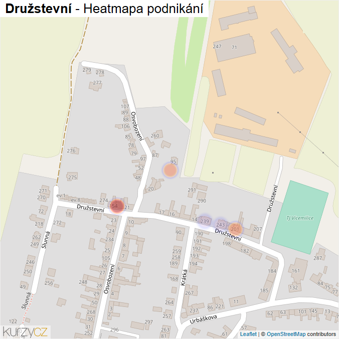 Mapa Družstevní - Firmy v ulici.