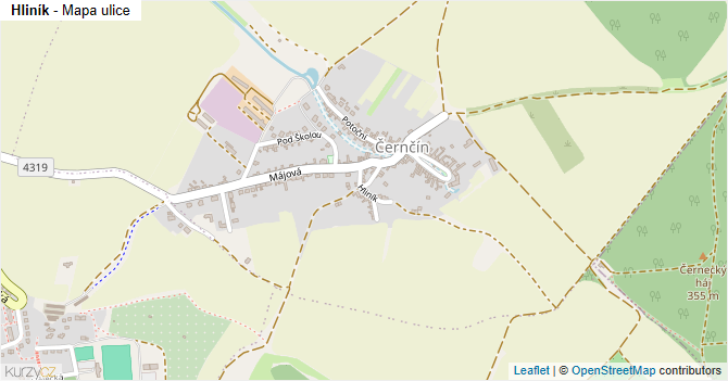 Hliník - mapa ulice