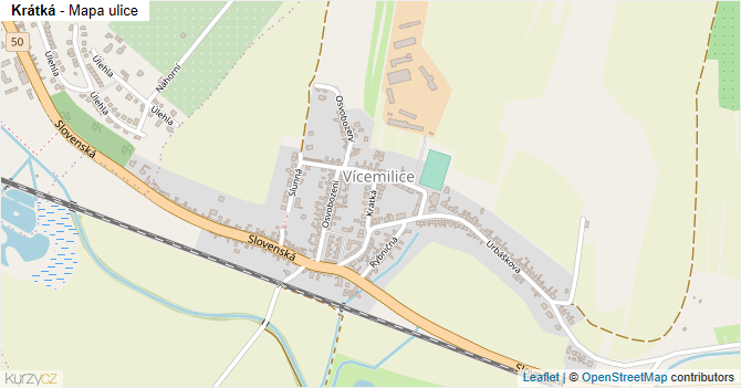 Krátká - mapa ulice
