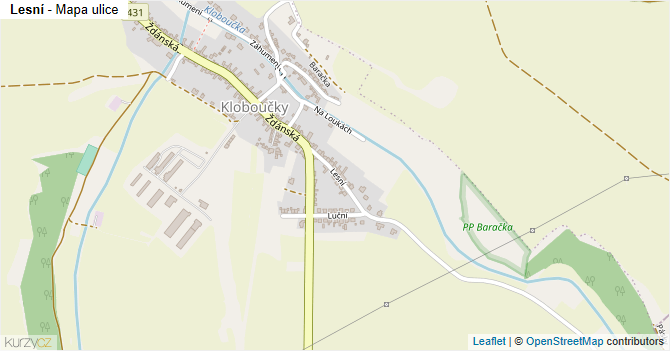 Lesní - mapa ulice