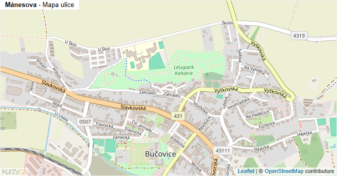 Mánesova - mapa ulice