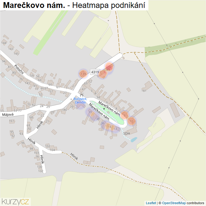 Mapa Marečkovo nám. - Firmy v ulici.