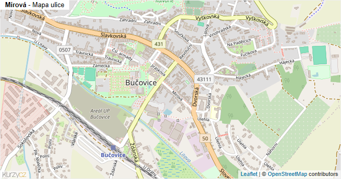 Mírová - mapa ulice