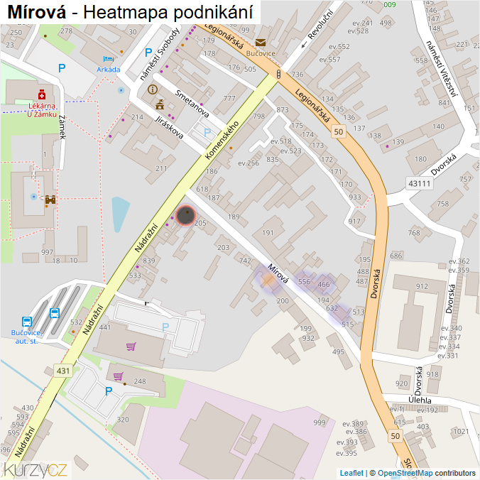 Mapa Mírová - Firmy v ulici.