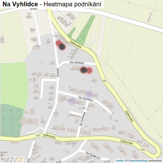 Mapa Na Vyhlídce - Firmy v ulici.