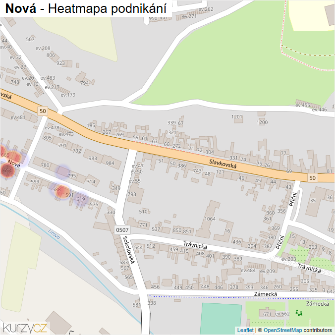 Mapa Nová - Firmy v ulici.