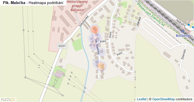 Plk. Malečka - mapa podnikání