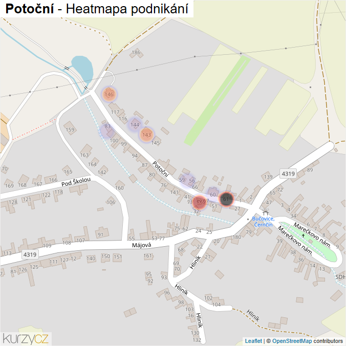 Mapa Potoční - Firmy v ulici.