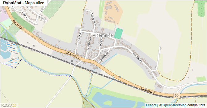 Rybničná - mapa ulice