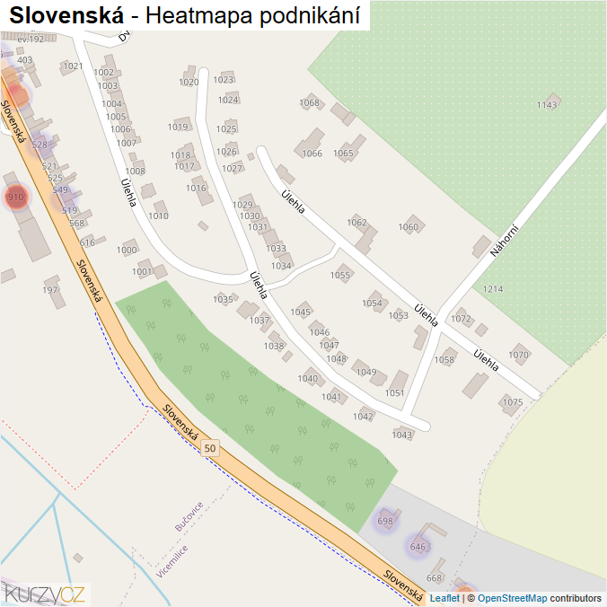 Mapa Slovenská - Firmy v ulici.