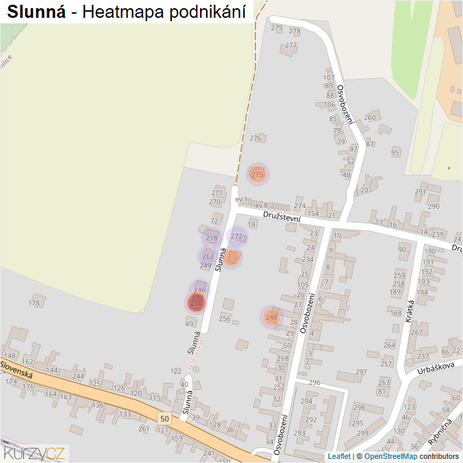 Mapa Slunná - Firmy v ulici.