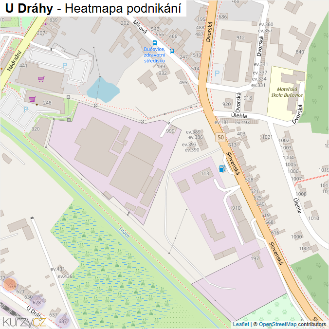 Mapa U Dráhy - Firmy v ulici.