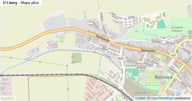 U Litavy - mapa ulice