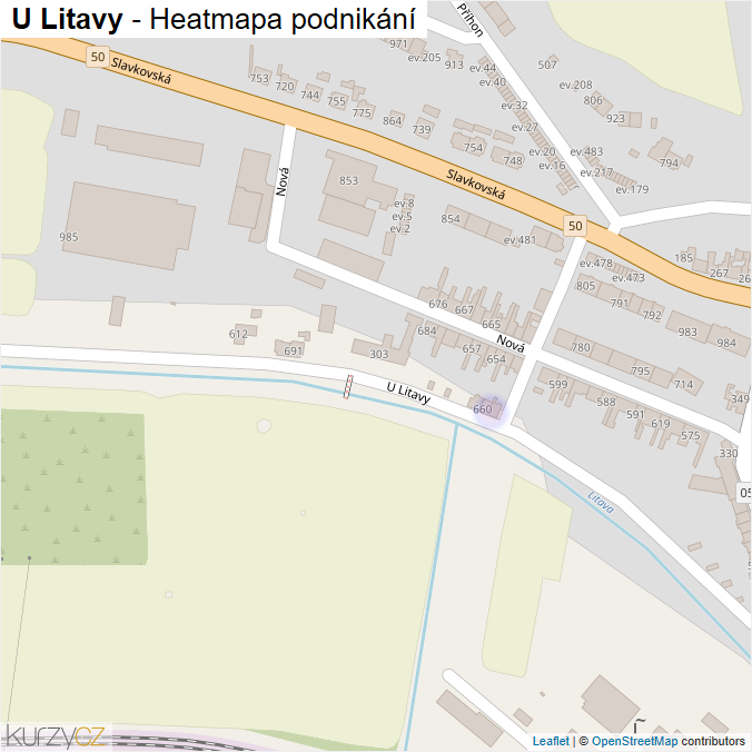 Mapa U Litavy - Firmy v ulici.