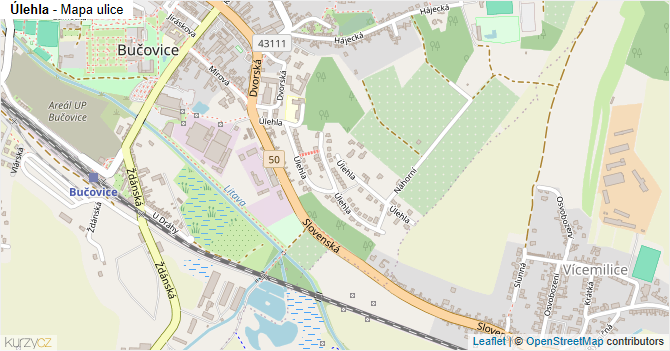 Úlehla - mapa ulice