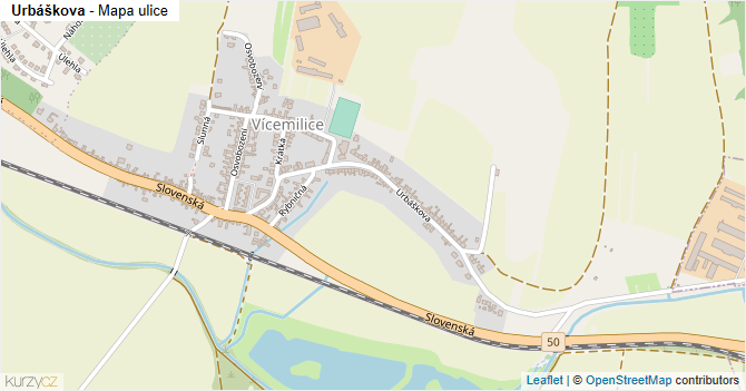Urbáškova - mapa ulice