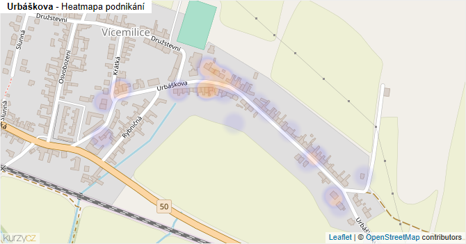 Urbáškova - mapa podnikání