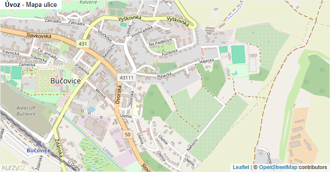 Úvoz - mapa ulice