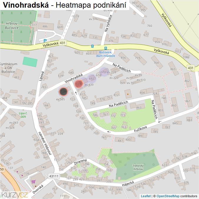 Mapa Vinohradská - Firmy v ulici.