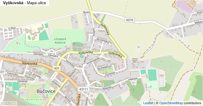 Vyškovská - mapa ulice