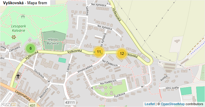 Vyškovská - mapa firem
