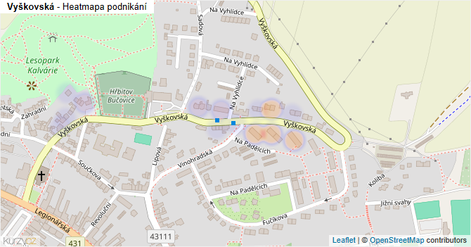 Vyškovská - mapa podnikání