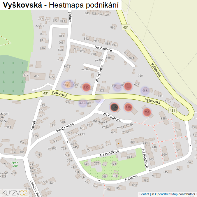 Mapa Vyškovská - Firmy v ulici.