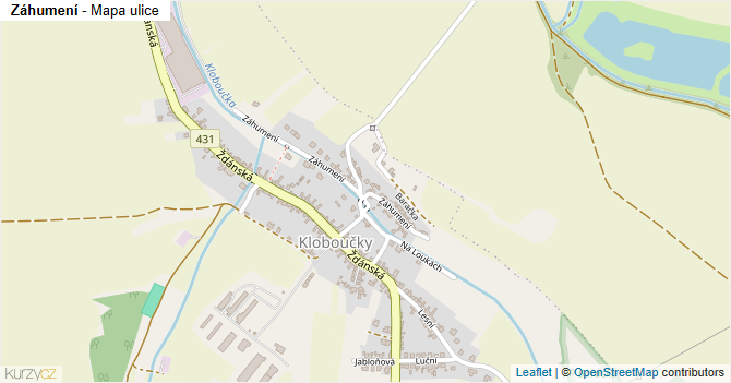 Záhumení - mapa ulice