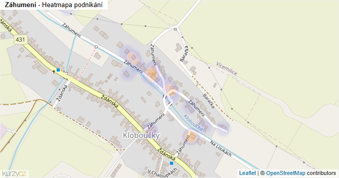 Záhumení - mapa podnikání