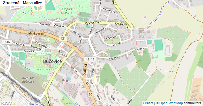 Ztracená - mapa ulice
