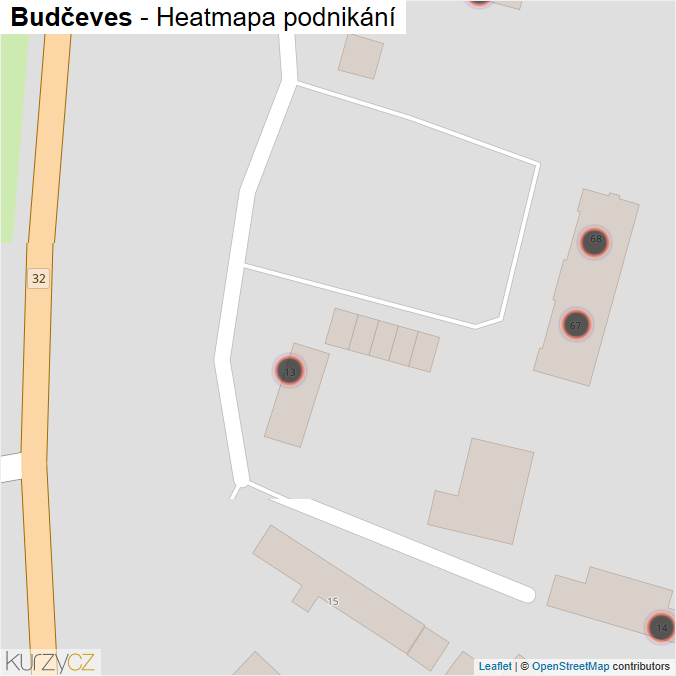 Mapa Budčeves - Firmy v obci.