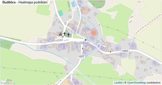 Budětice - mapa podnikání