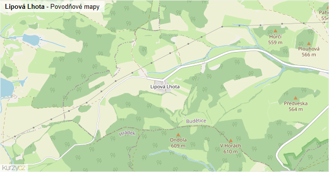 Lipová Lhota - záplavové mapy stoleté vody