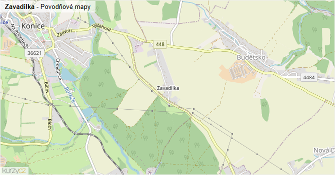 Zavadilka - záplavové mapy stoleté vody