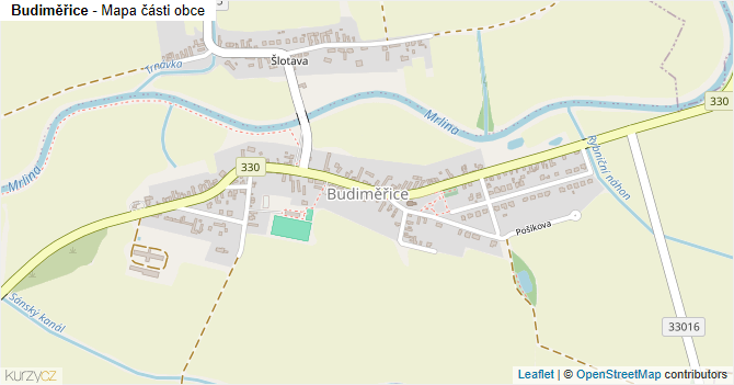 Budiměřice - mapa části obce