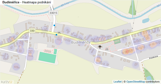 Budiměřice - mapa podnikání