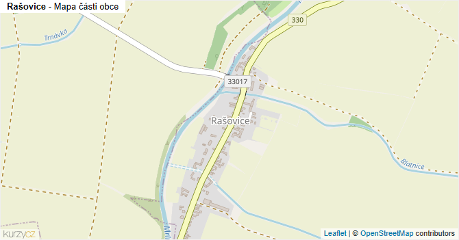 Rašovice - mapa části obce