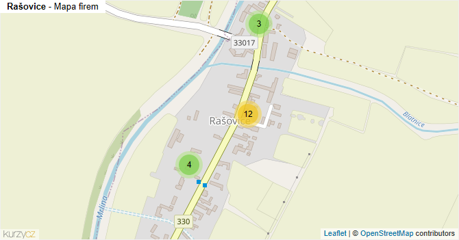 Rašovice - mapa firem