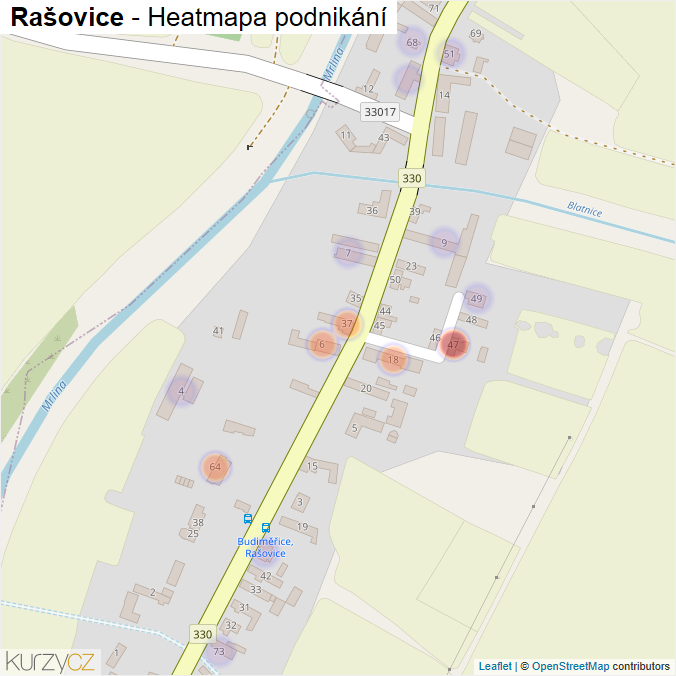 Mapa Rašovice - Firmy v části obce.
