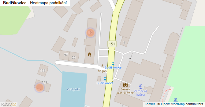 Budíškovice - mapa podnikání